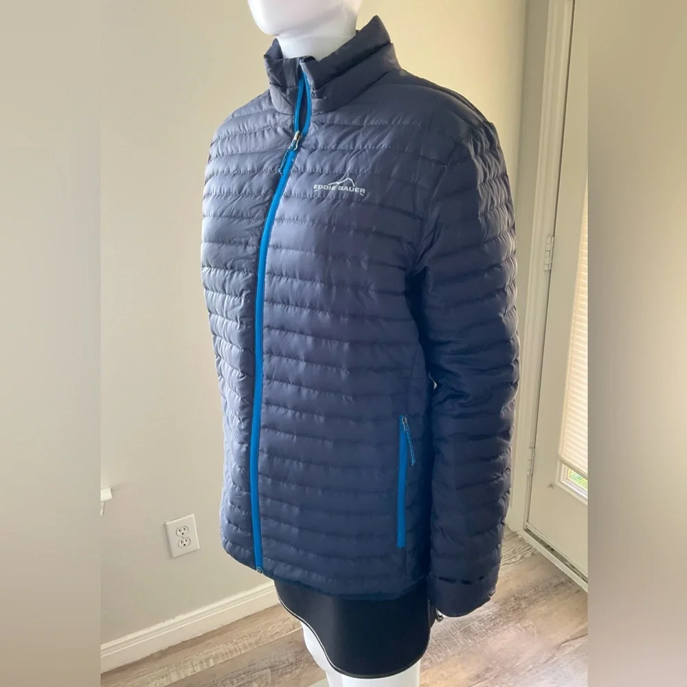 Eddie Bauer Full Zip Down Jacket, Size -S.  EB650, dark blue.